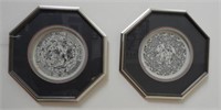 Pair of framed oriental prints in octagon frames