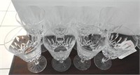(8) Waterford cut crystal red wine stem glasses