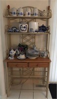 Contemporary Bakers rack with two Oak drawers,