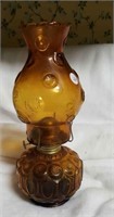 Amber Moon and Stars oil lamp 12" tall