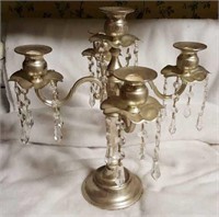 Silver look candelabra with plastic prisms