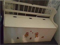 Wood toy box or bench seat,  painted white