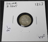 1853 SILVER 3 CENT PIECE VF