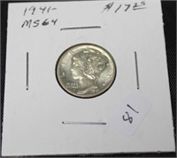 1941 MERCURY DIME CHOICE BU