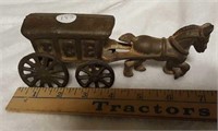 Cast metal horse-drawn ice wagon 7" long
