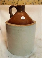 Crock jug, 1 gallon, caramel brown / beige