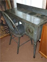 Painted two drawer desk  - vanity and chair