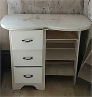 White kidney bean shaped wood vanity table