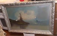 Oil painting on canvas in ornate wood frame