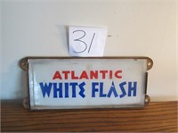 Atlantic White Flash Glass & Metal Gas Pump Front