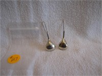 Vtg Sterling Silver Modernist Pierced Earrings 2"