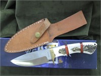 Large Stag fixed w Leather Sheath