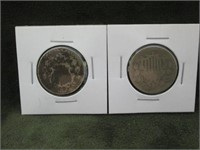 (2) Shield Nickles different dates