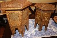 Pair of Antique Syrian Inlay Side Tables