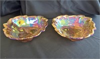 (2) Carnical Glass Bowls - Amber