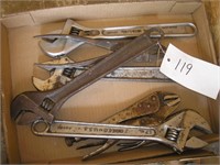BOX OF ADJUSTABLE WRENCHES