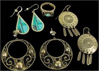 3 Pair of Earrings and 1 Ring