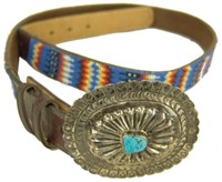 Navajo Buckle and Beaded Belt