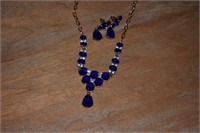 Blue Stone Necklace & Earrings Set