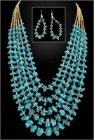 Turquoise Nugget Necklace and Earrings