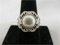 STERLING MAJESTIC MOTHER OF PEARL RING SZ 9