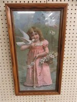 FRAMED VICTORIAN CHILD PRINT 26"T X 14.5"W