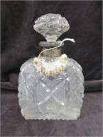 CUT GLASS DECANTER-AS IS 8.5"T