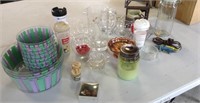 Lot of glass and plasticware items as seen