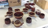 Lot of Brown kitchen items including Hull