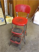 Vintage red metal stool
