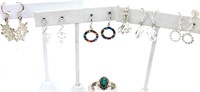 Jewelry Sterling Silver Pierced Earrings & Ring