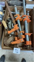 Box lot of clamps and other items