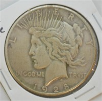 1928 PEACE DOLLAR  VF RARE DATE