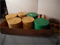 Group of plastic round and square bales