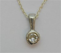 Sterling Silver CZ Solitare Necklace