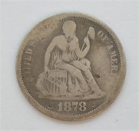 1878 SEATED DIME  VG