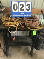 Metal Work Table W/ Numerous Ext Cords & Lighting