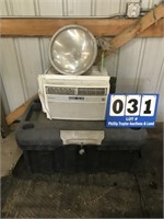 Plastic Tool Box, Window Air Unit & Light Fixture