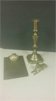 Vintage Brass Sphinx Inkwell With Hinged Head &