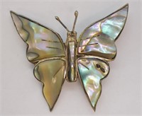 Sterling Silver Abalone Butterfly Brooch