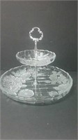 Two Tier Cut Glass Dish