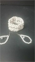 Set Of Faux Pearl Bracelet & Earrings