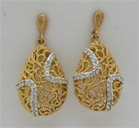 Gold-tone Sterling Dangle Earrings