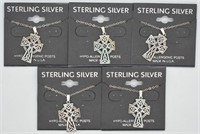 5 pcs. Sterling Silver Cross Necklaces