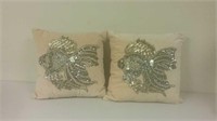 2 Pier 1 Import Sequined Fish Pillows