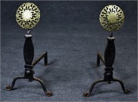 Pair of Reproduction Brass & Iron Andirons
