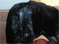 Black (rabbit?) fur, brown faux fur cape