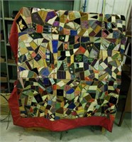 Old silk patch work quilt, full size