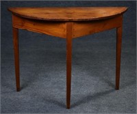 Primitive Pine Demilune Table w/ Tapered Legs
