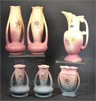 6 Pc Art Pottery, Marked Hull, "Iris"